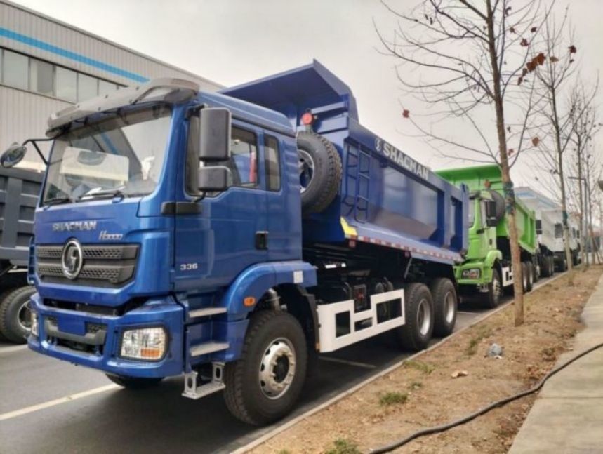 SHACMAN U-Cargo doos Dump Truck 6x4 H3000 380 EuroII Blue Tipper Standard cabine 12.00R20 banden