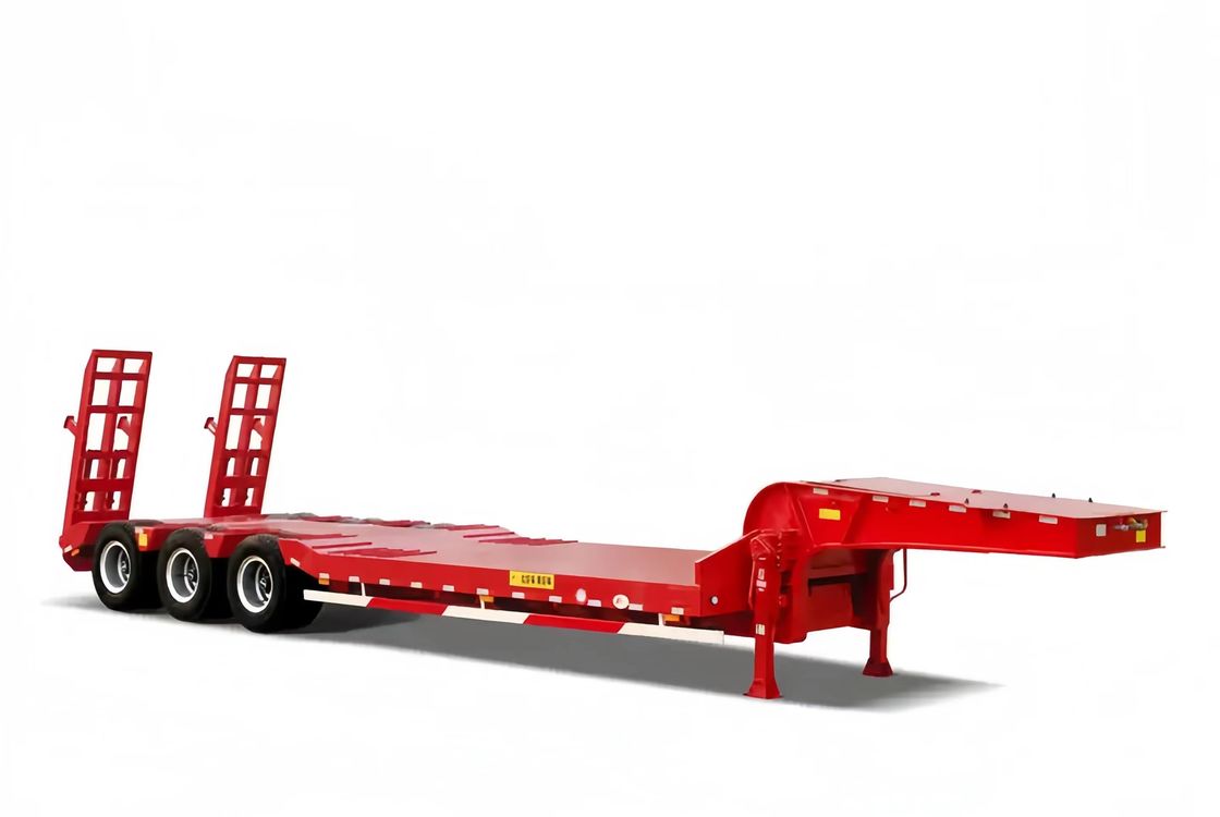 CIMC 3 As LowBed Semi-trailer Truck Trailer Equipment Transport Hydraulisch Lifting Low Boy Trailer FUWA As Zware Dut